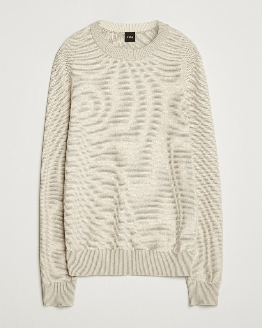 Hombres | Jerséis y prendas de punto | BOSS ORANGE | Klapok Knitted Crew Neck Sweater Light Beige
