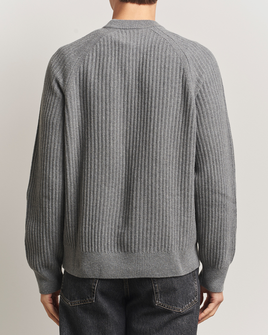 Hombres | Jerséis y prendas de punto | BOSS ORANGE | Klacier Ribbed Wool Knitted Sweater Open Grey