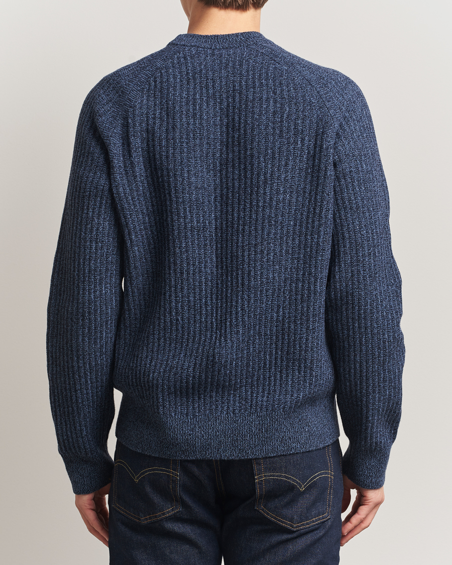 Hombres | Jerséis y prendas de punto | BOSS ORANGE | Klacier Ribbed Wool Knitted Sweater Open Blue