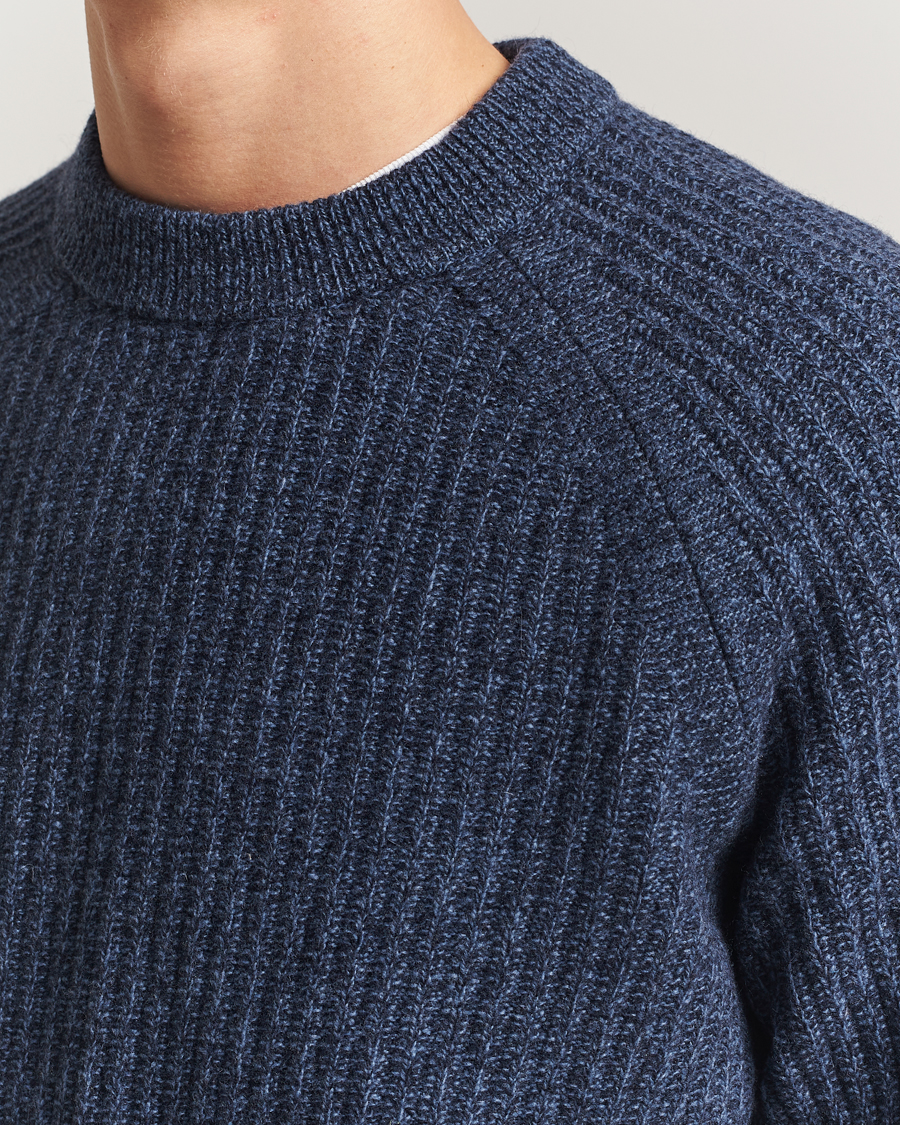 Hombres | Jerséis y prendas de punto | BOSS ORANGE | Klacier Ribbed Wool Knitted Sweater Open Blue