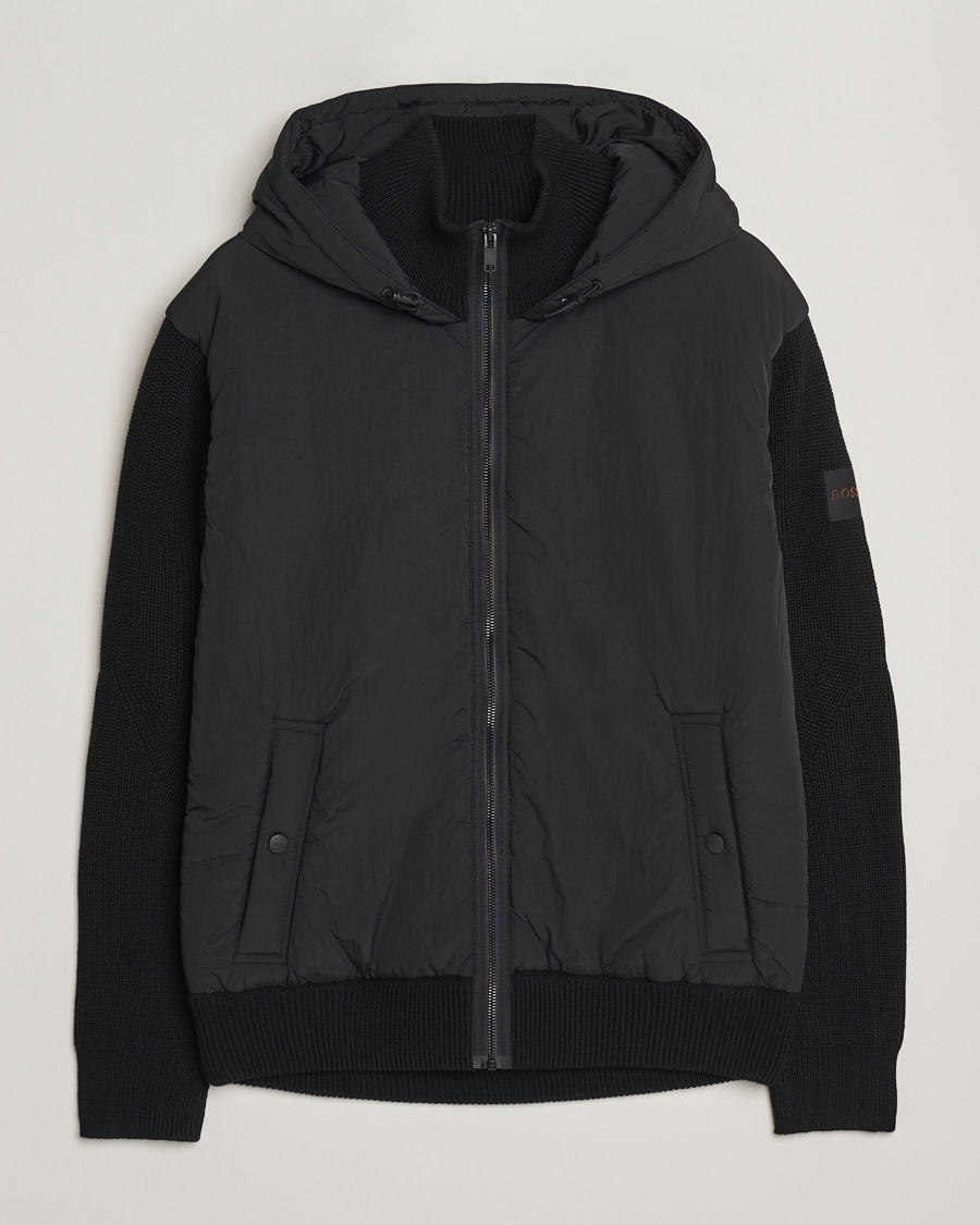 Hombres | Jerséis y prendas de punto | BOSS ORANGE | Kiaccio Hybrid Hooded Full Zip Black