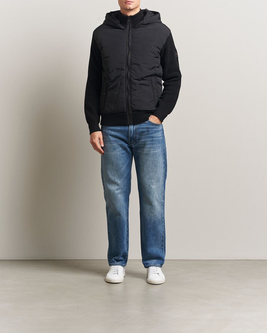 Hombres | Jerséis y prendas de punto | BOSS ORANGE | Kiaccio Hybrid Hooded Full Zip Black
