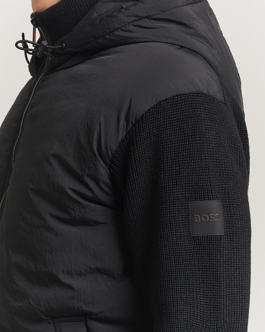 Hombres | Jerséis y prendas de punto | BOSS ORANGE | Kiaccio Hybrid Hooded Full Zip Black