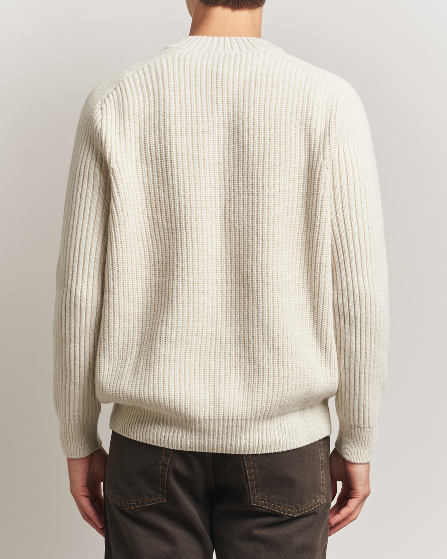 Hombres | Jerséis y prendas de punto | BOSS ORANGE | Karinet Ribbed Wool Knitted V-Neck Light Beige