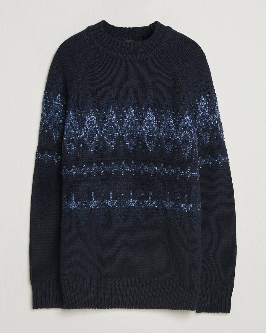 Hombres | Jerséis y prendas de punto | BOSS ORANGE | Karombo Wool Fairisle Sweater Dark Blue