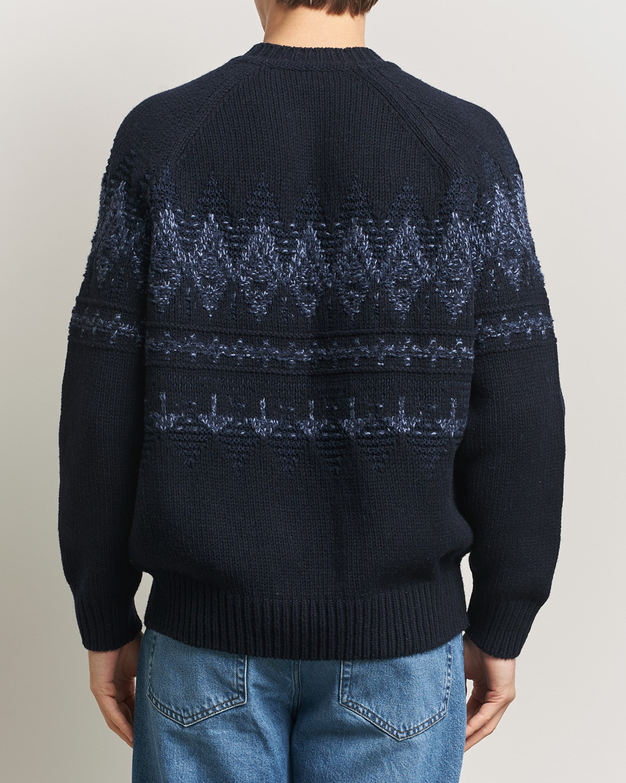 Hombres | Jerséis y prendas de punto | BOSS ORANGE | Karombo Wool Fairisle Sweater Dark Blue