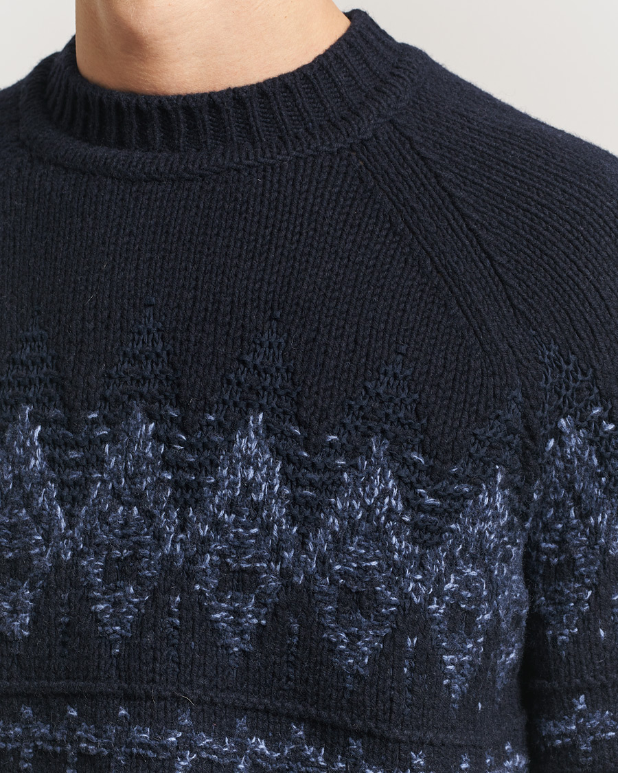 Hombres | Jerséis y prendas de punto | BOSS ORANGE | Karombo Wool Fairisle Sweater Dark Blue