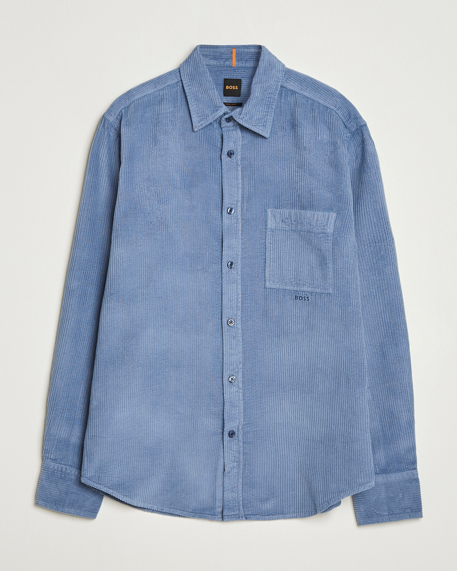 Hombres | Camisas | BOSS ORANGE | Relegant Corduroy Shirt Open Blue