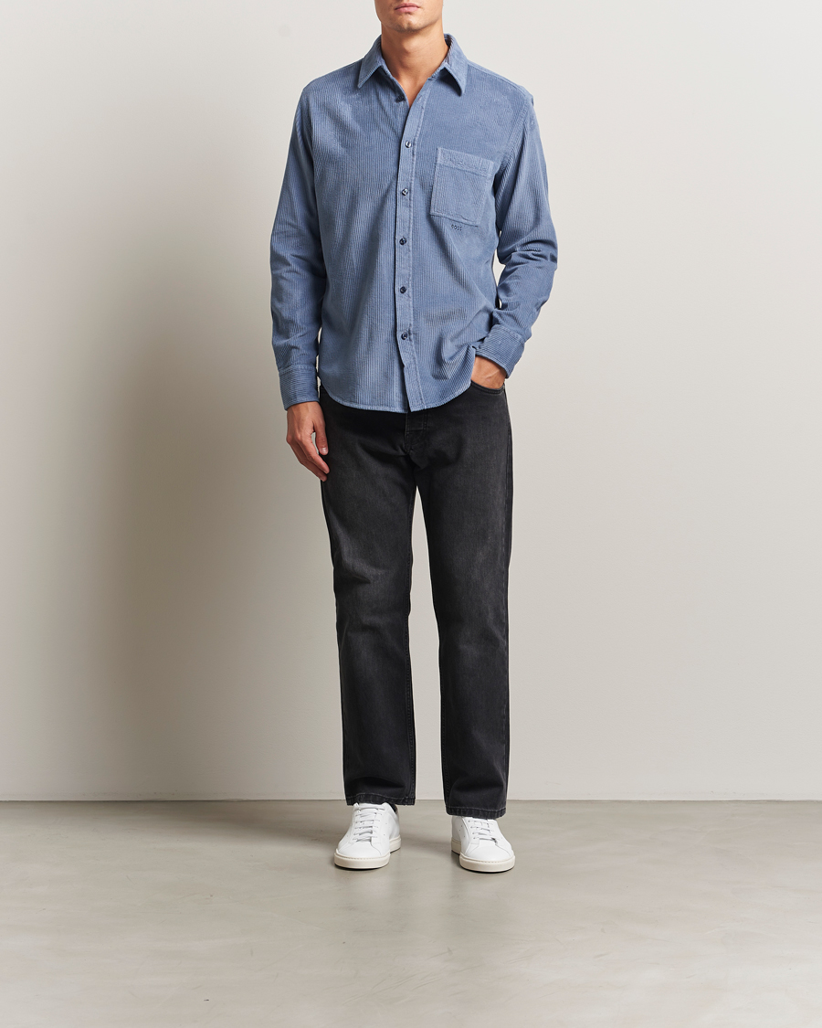 Hombres | Camisas | BOSS ORANGE | Relegant Corduroy Shirt Open Blue