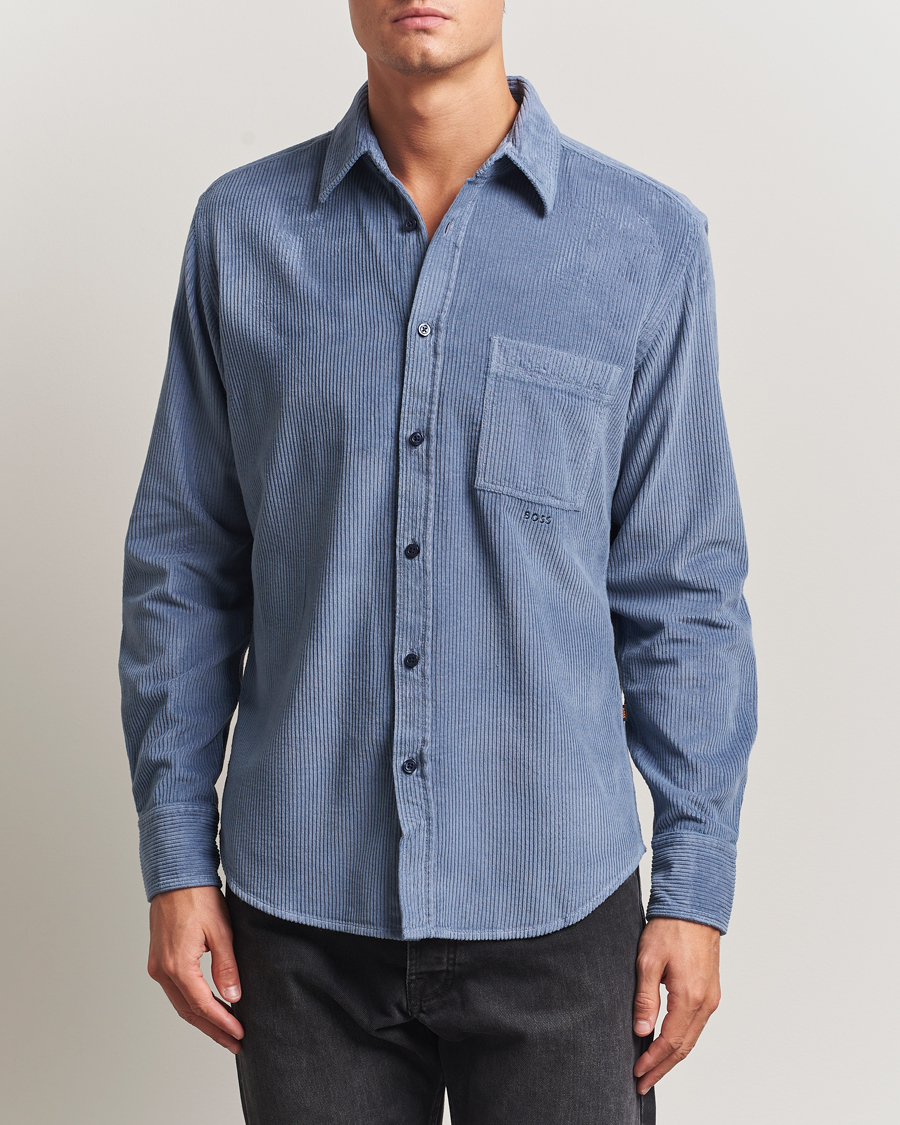 Hombres | Camisas | BOSS ORANGE | Relegant Corduroy Shirt Open Blue