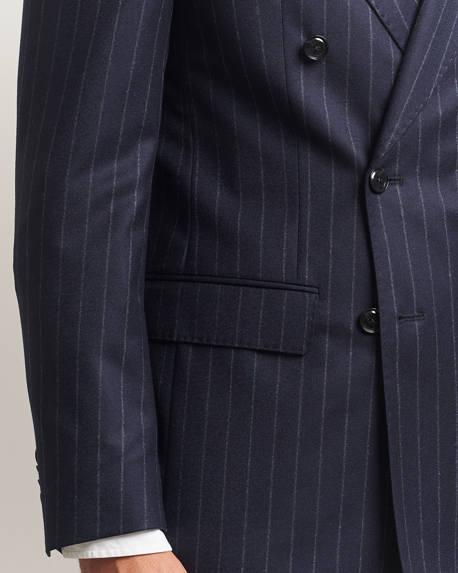 Hombres | Trajes | BOSS BLACK | Huge Wool Double Breasted Pinstriped Suit Dark Blue