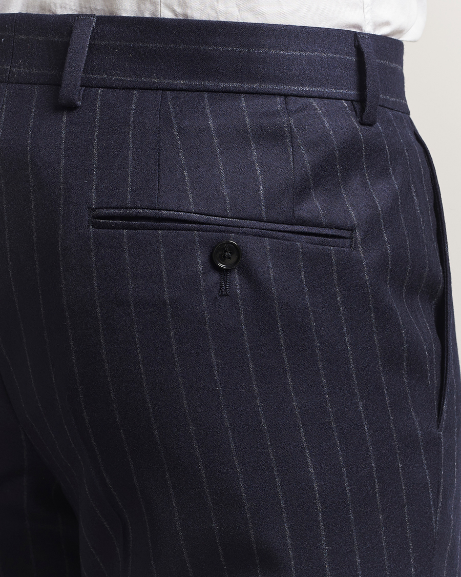 Hombres | Trajes | BOSS BLACK | Huge Wool Double Breasted Pinstriped Suit Dark Blue