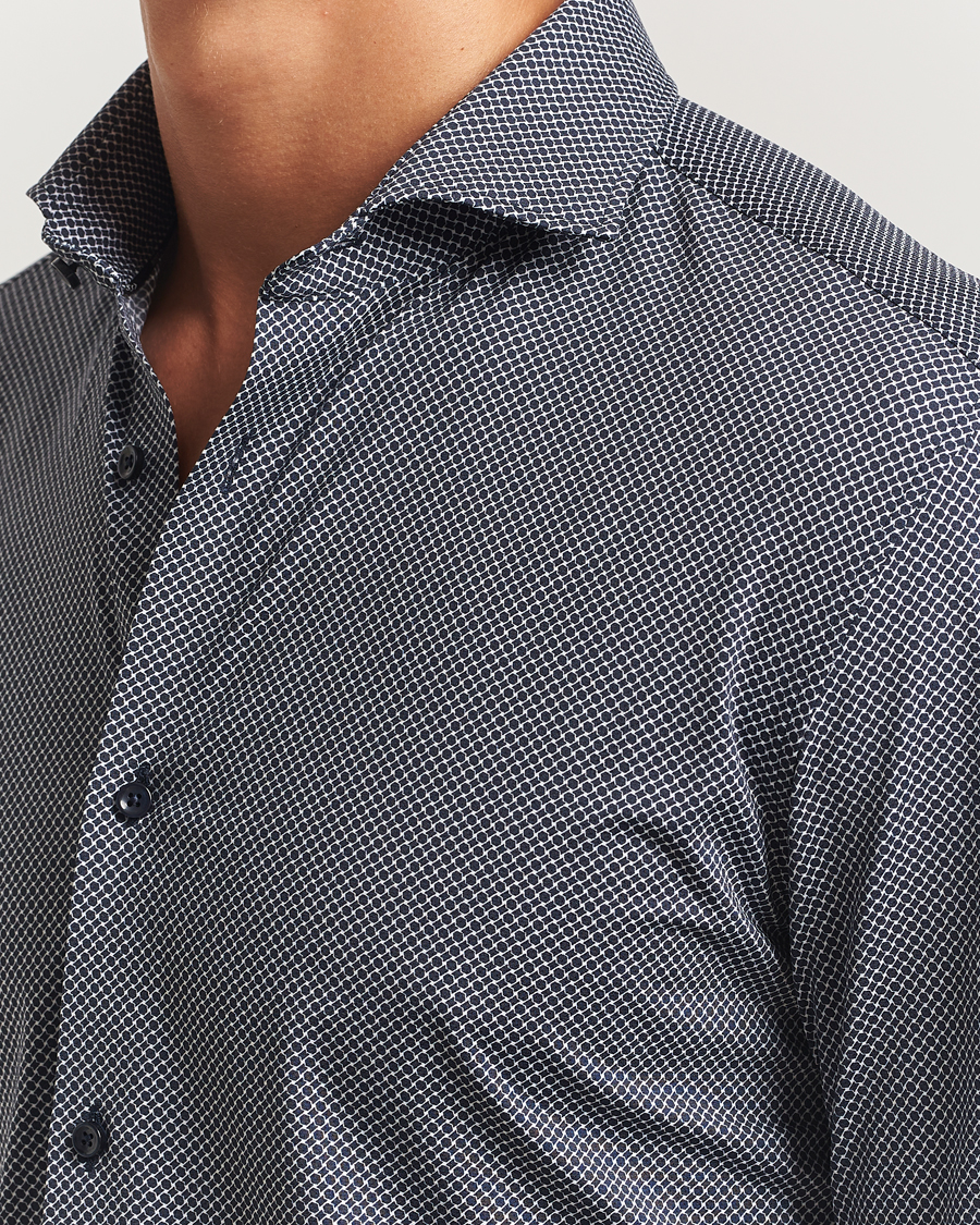 Hombres | Camisas | BOSS BLACK | Hank 4-Way Printed Stretch Shirt Dark Blue
