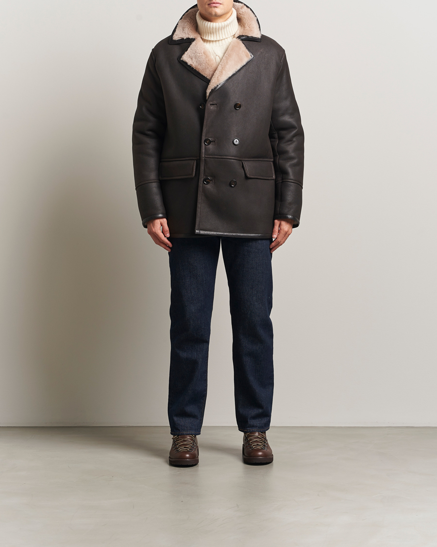 Hombres | Abrigos y chaquetas | BOSS CAMEL | Mabano Leather Peacoat Brown