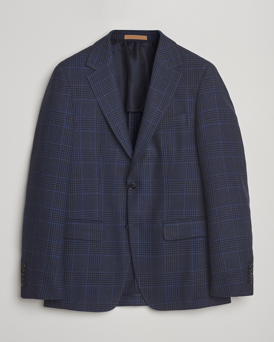 Hombres | Blazers | BOSS CAMEL | Jeff Wool Checked Blazer Dark Blue