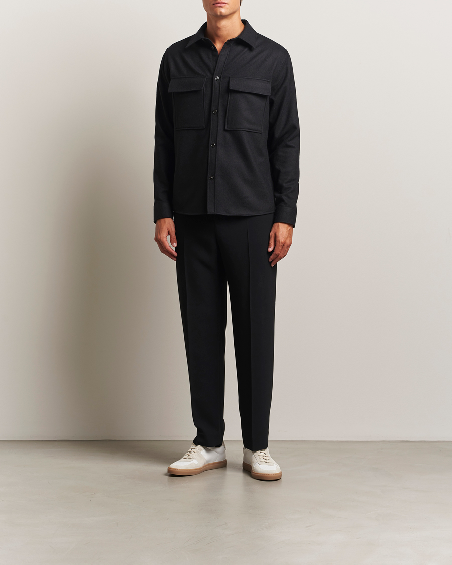 Hombres | Camisas | J.Lindeberg | Flat Wool Overshirt Black