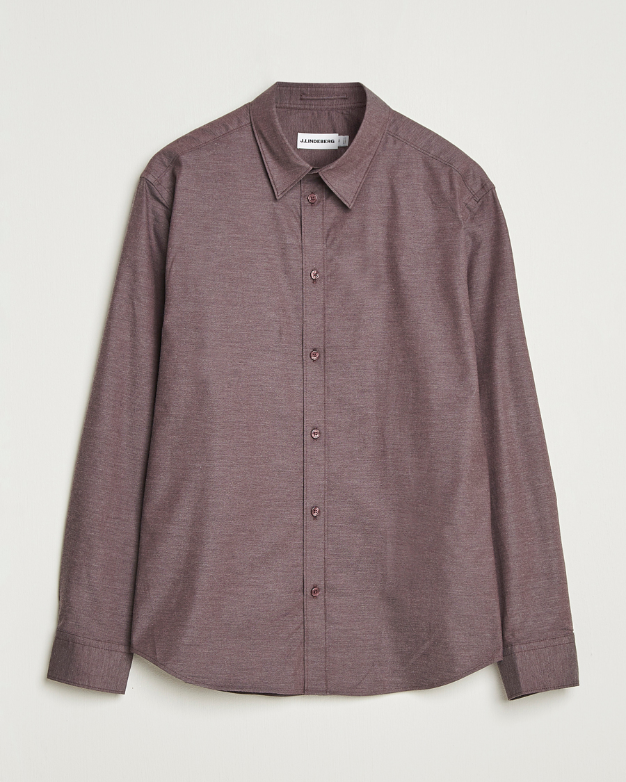 Hombres | Camisas | J.Lindeberg | Slim Fit Light Flannel Shirt Huckleberry