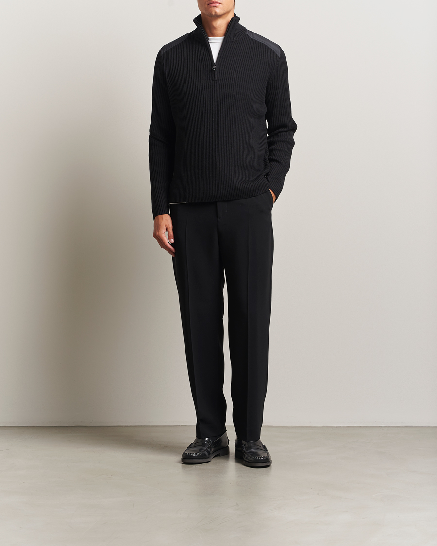 Hombres | Jerséis y prendas de punto | J.Lindeberg | Martin Knitted Hybrid Half Zip Black