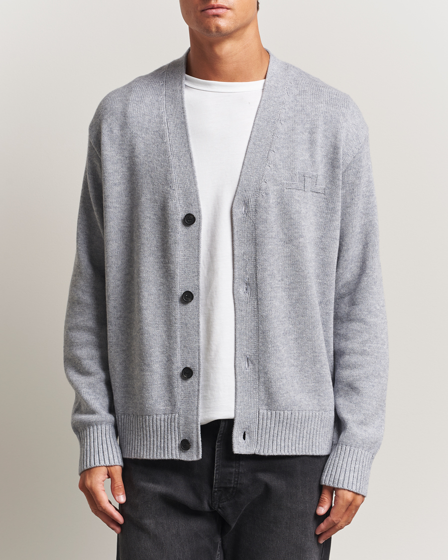 Hombres | Jerséis y prendas de punto | J.Lindeberg | Eddy Wool/Cotton Knitted Cardigan Light Grey Melange