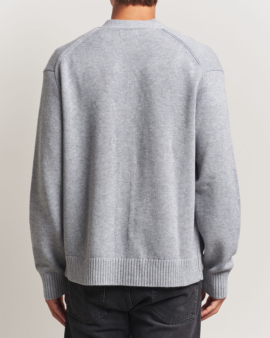 Hombres | Jerséis y prendas de punto | J.Lindeberg | Eddy Wool/Cotton Knitted Cardigan Light Grey Melange