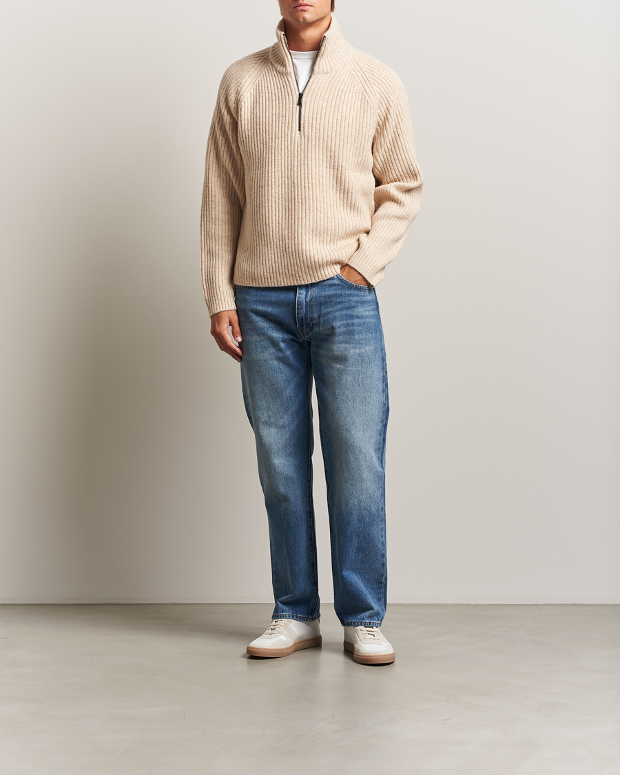 Hombres | Jerséis y prendas de punto | J.Lindeberg | Victor Wool Half Zip Moonbeam Melange