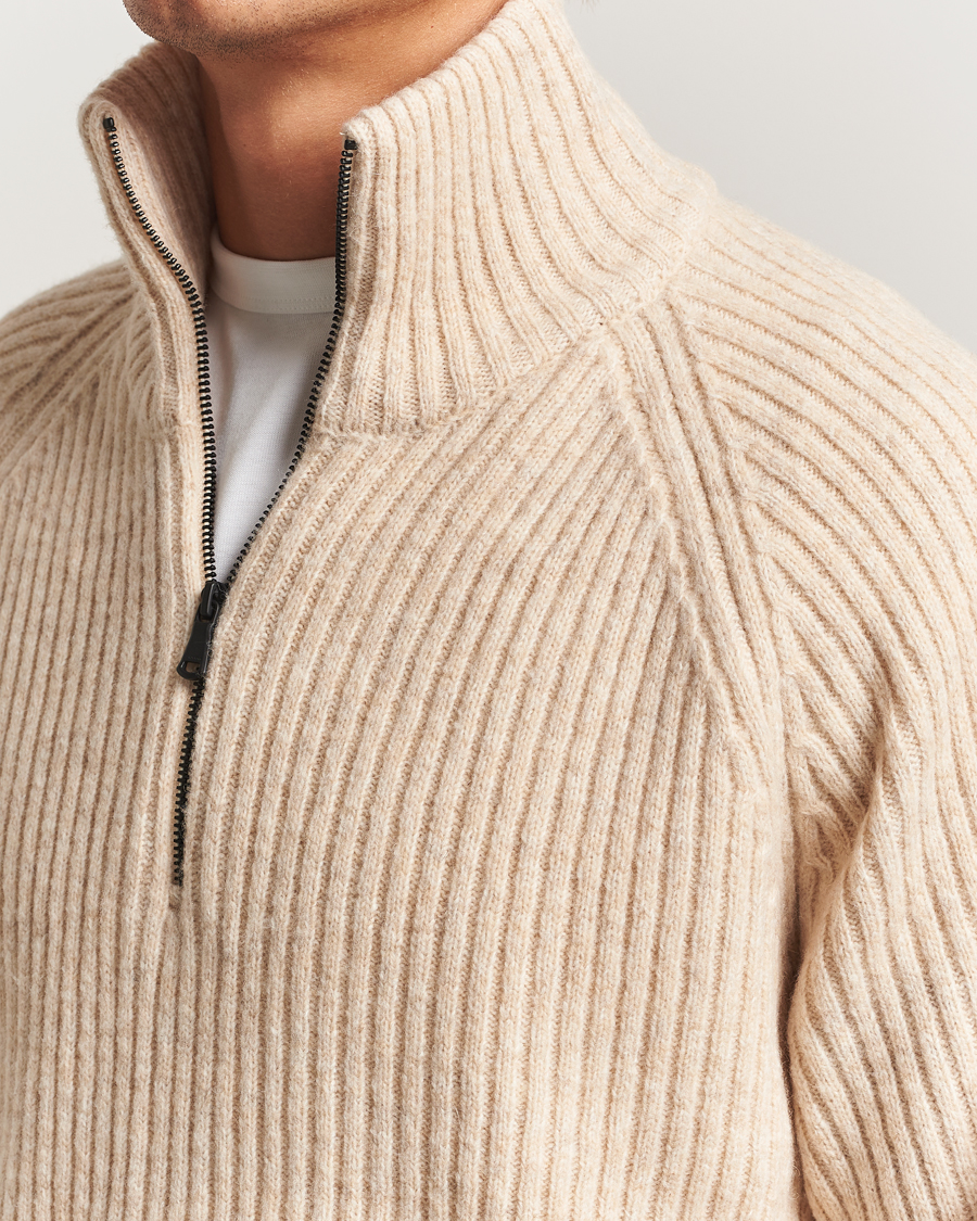 Hombres | Jerséis y prendas de punto | J.Lindeberg | Victor Wool Half Zip Moonbeam Melange