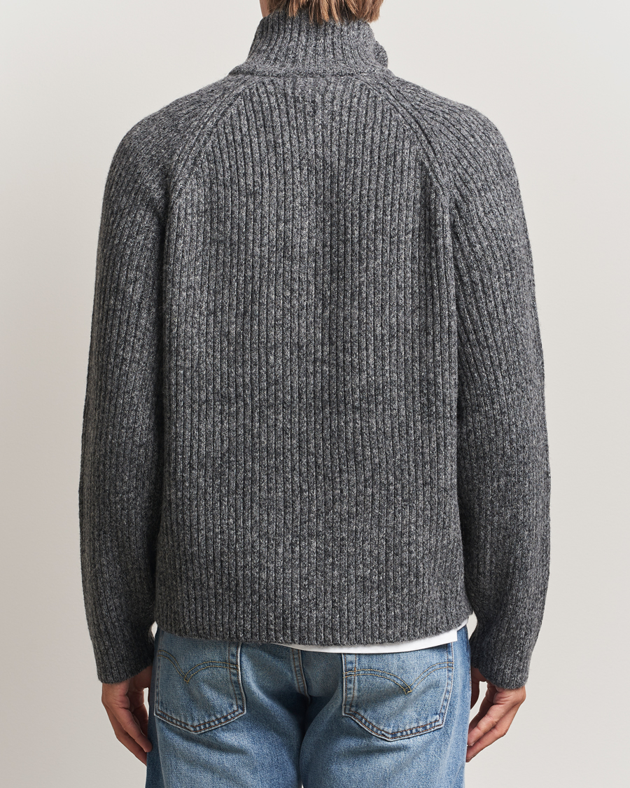 Hombres | Jerséis y prendas de punto | J.Lindeberg | Victor Wool Half Zip Dark Grey Melange