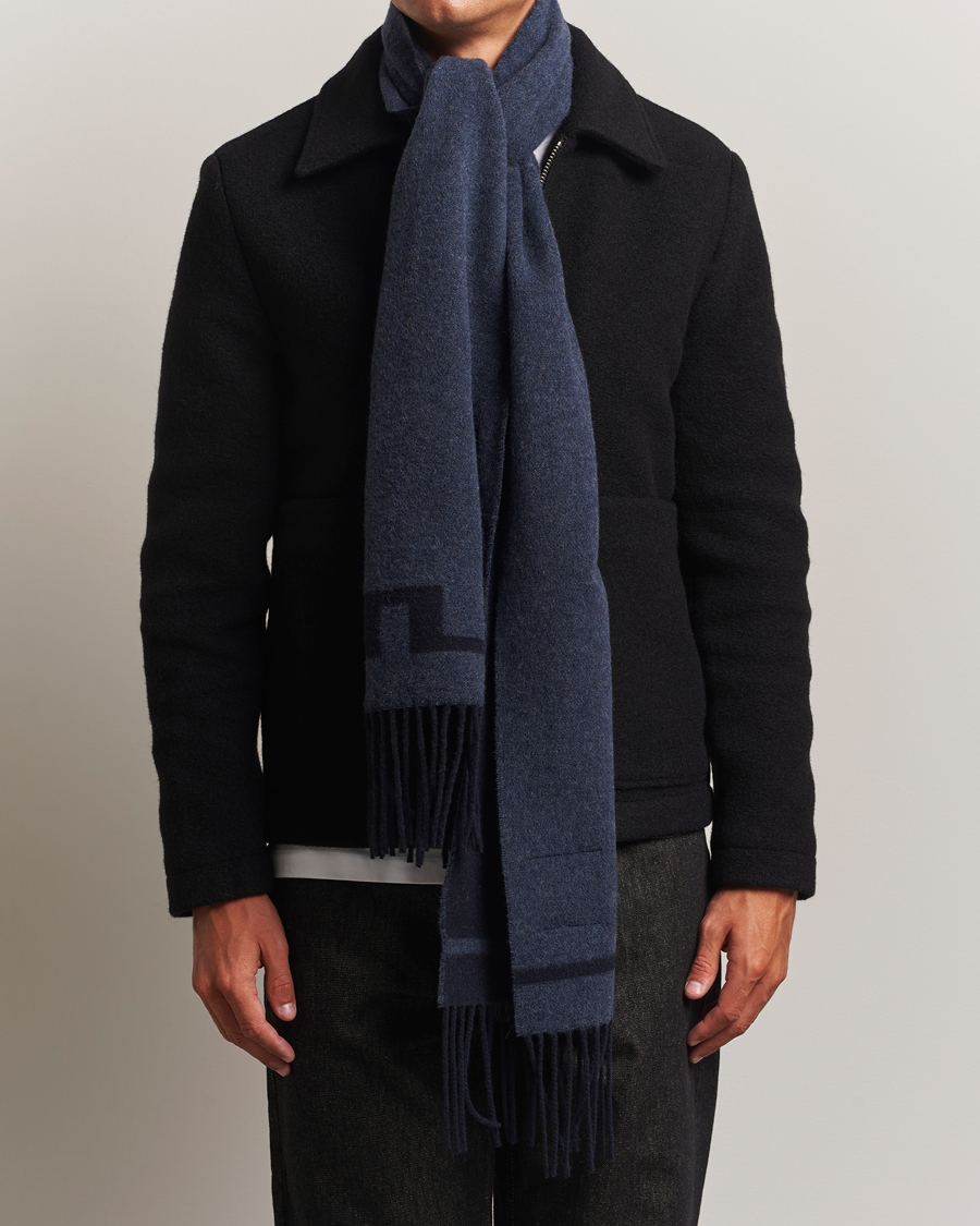 Hombres | Bufandas | J.Lindeberg | Champ Wool Doublefaced Scarf Navy