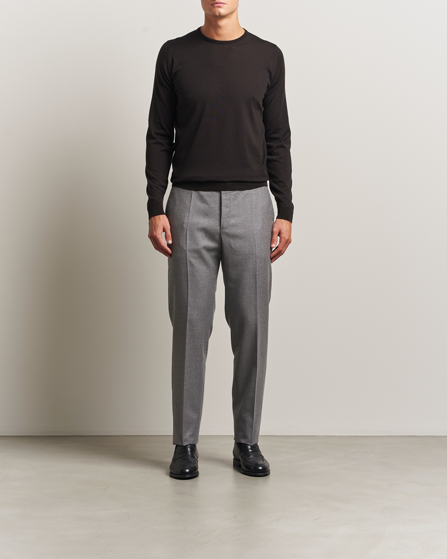 Hombres | Jerséis y prendas de punto | John Smedley | Lundy Extra Fine Merino Crew Neck Faulkner Brown