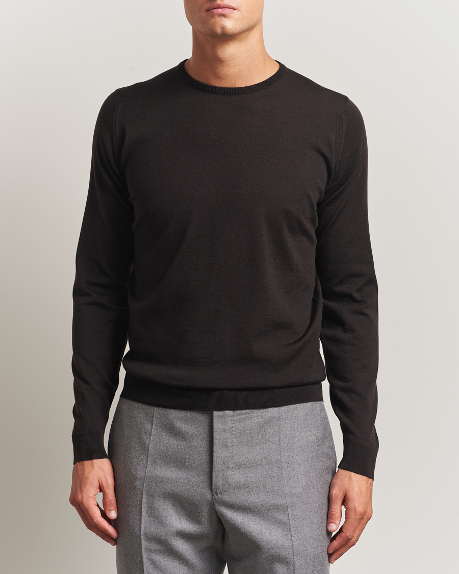Hombres | Jerséis y prendas de punto | John Smedley | Lundy Extra Fine Merino Crew Neck Faulkner Brown