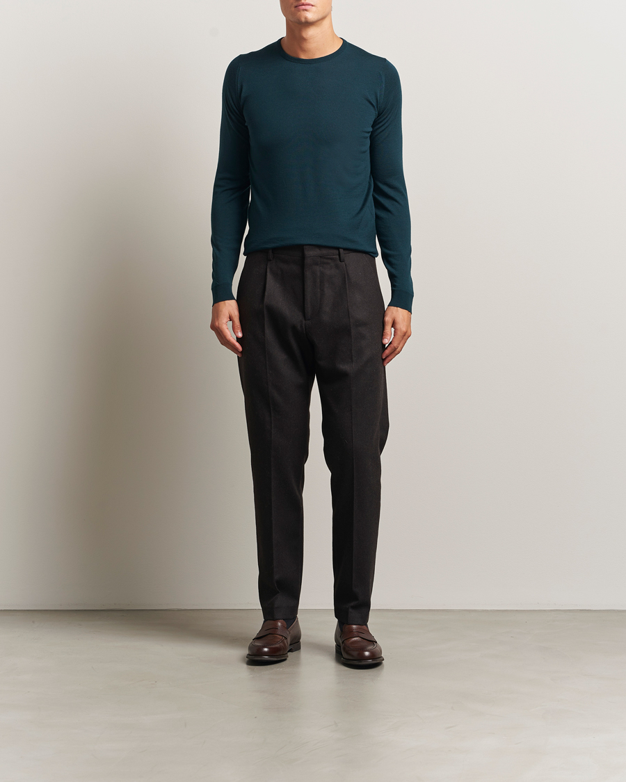 Hombres | Jerséis y prendas de punto | John Smedley | Lundy Extra Fine Merino Crew Neck Richardson Green