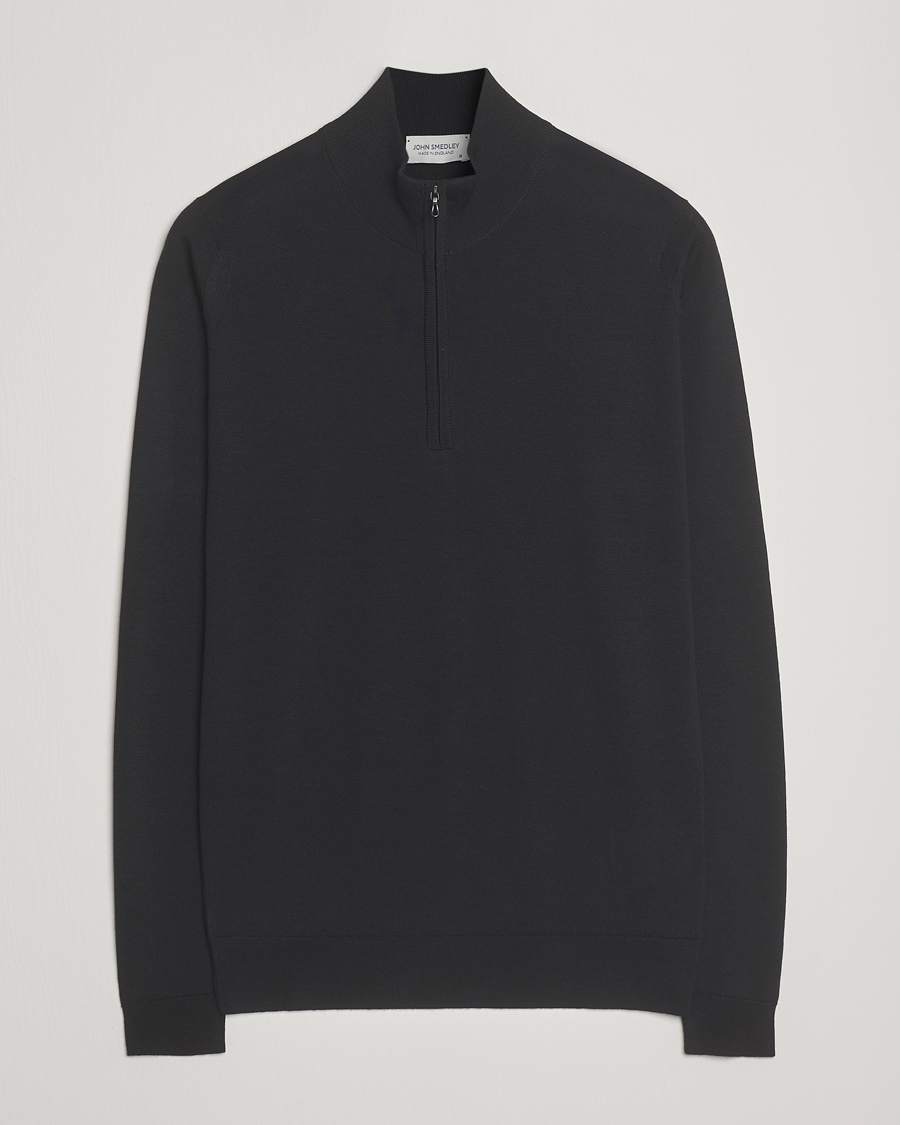 Hombres | Jerséis y prendas de punto | John Smedley | Barrow Extra Fine Merino Half Zip Black