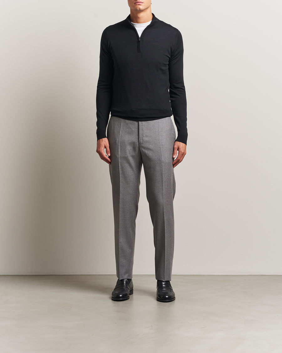 Hombres | Jerséis y prendas de punto | John Smedley | Barrow Extra Fine Merino Half Zip Black