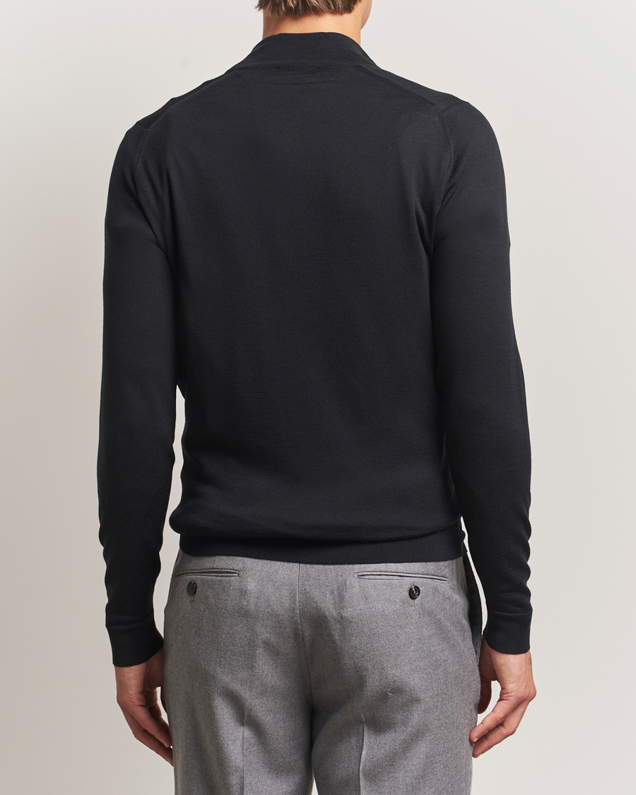 Hombres | Jerséis y prendas de punto | John Smedley | Barrow Extra Fine Merino Half Zip Black