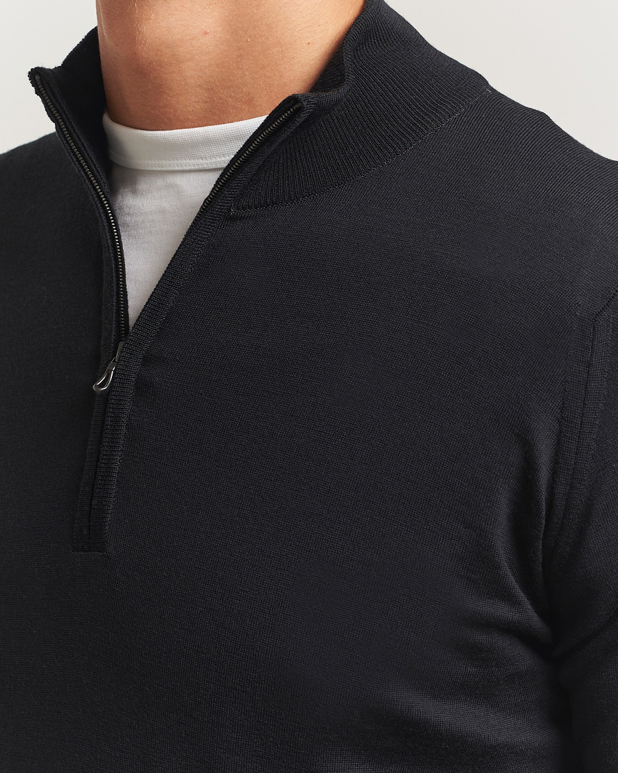 Hombres | Jerséis y prendas de punto | John Smedley | Barrow Extra Fine Merino Half Zip Black