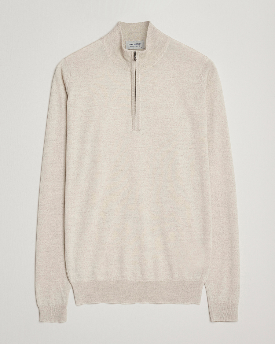 Hombres | Jerséis y prendas de punto | John Smedley | Barrow Extra Fine Merino Half Zip Grey Fleece
