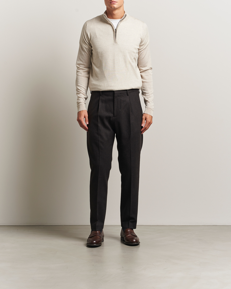 Hombres | Jerséis y prendas de punto | John Smedley | Barrow Extra Fine Merino Half Zip Grey Fleece
