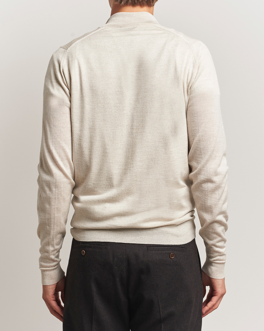 Hombres | Jerséis y prendas de punto | John Smedley | Barrow Extra Fine Merino Half Zip Grey Fleece