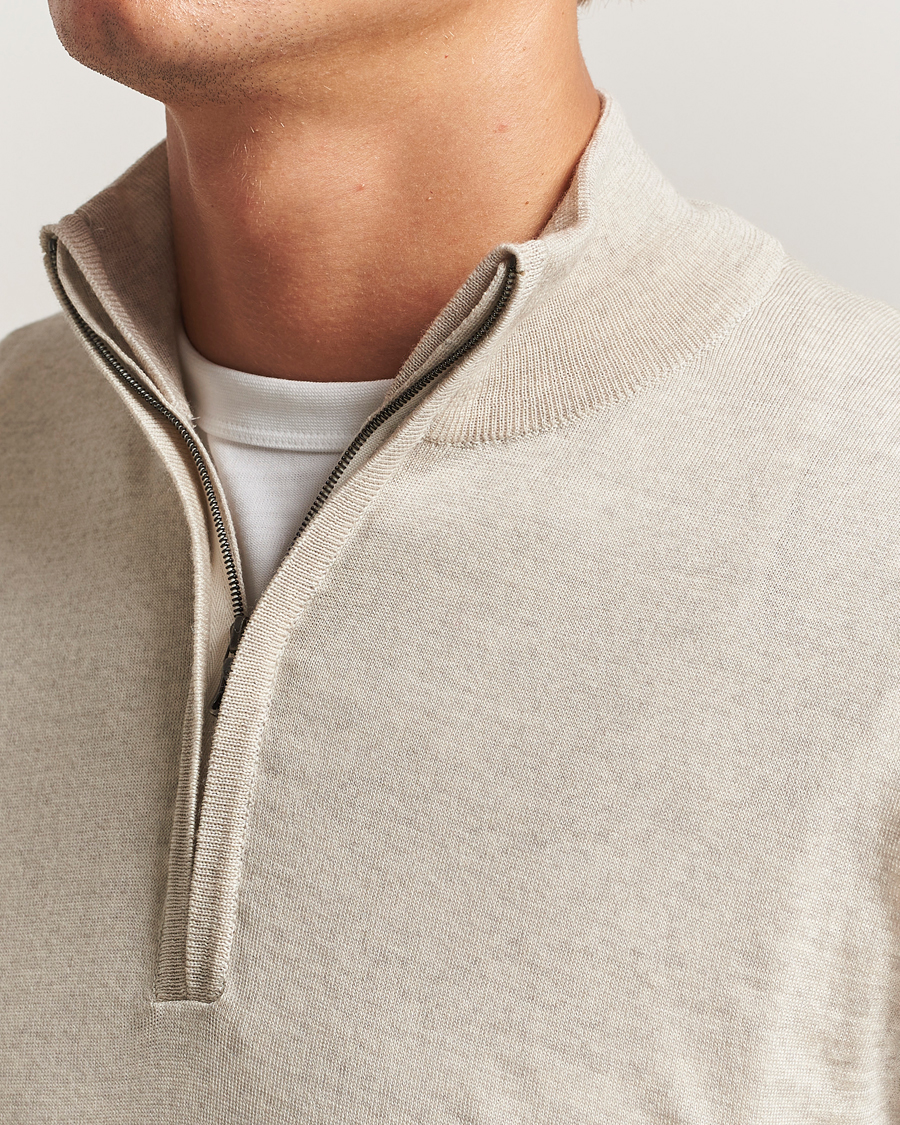 Hombres | Jerséis y prendas de punto | John Smedley | Barrow Extra Fine Merino Half Zip Grey Fleece
