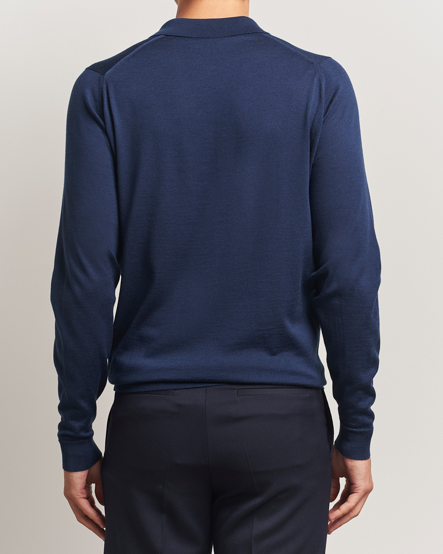 Hombres | Jerséis y prendas de punto | John Smedley | Belper Extra Fine Merino Polo Pullover Hemingway Blue