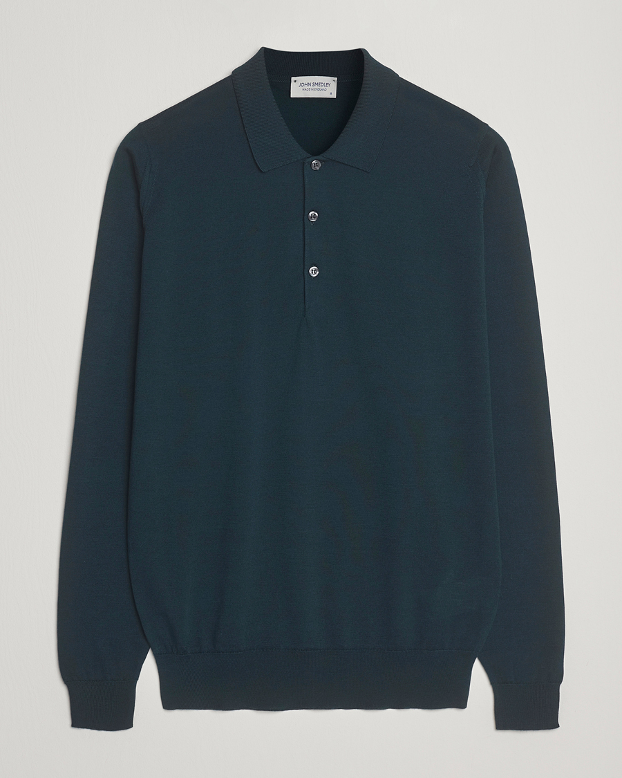 Hombres | Jerséis y prendas de punto | John Smedley | Belper Extra Fine Merino Polo Pullover Richardson Green