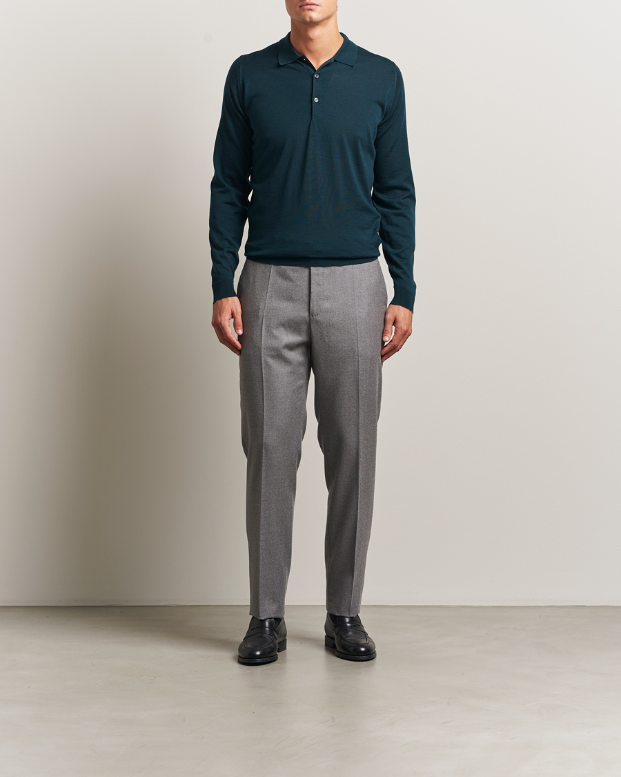 Hombres | Jerséis y prendas de punto | John Smedley | Belper Extra Fine Merino Polo Pullover Richardson Green