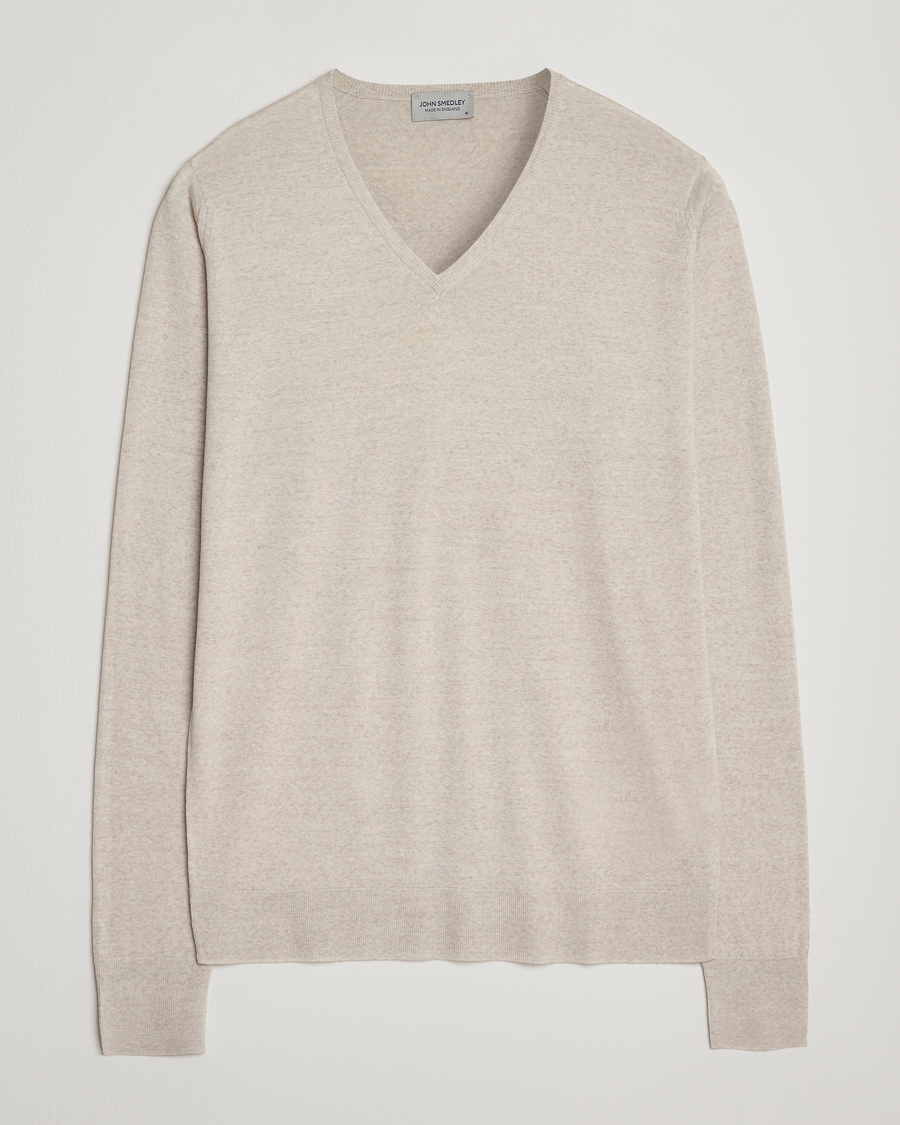 Hombres | Jerséis y prendas de punto | John Smedley | Bobby Extra Fine Merino V-Neck Pullover Grey Fleece