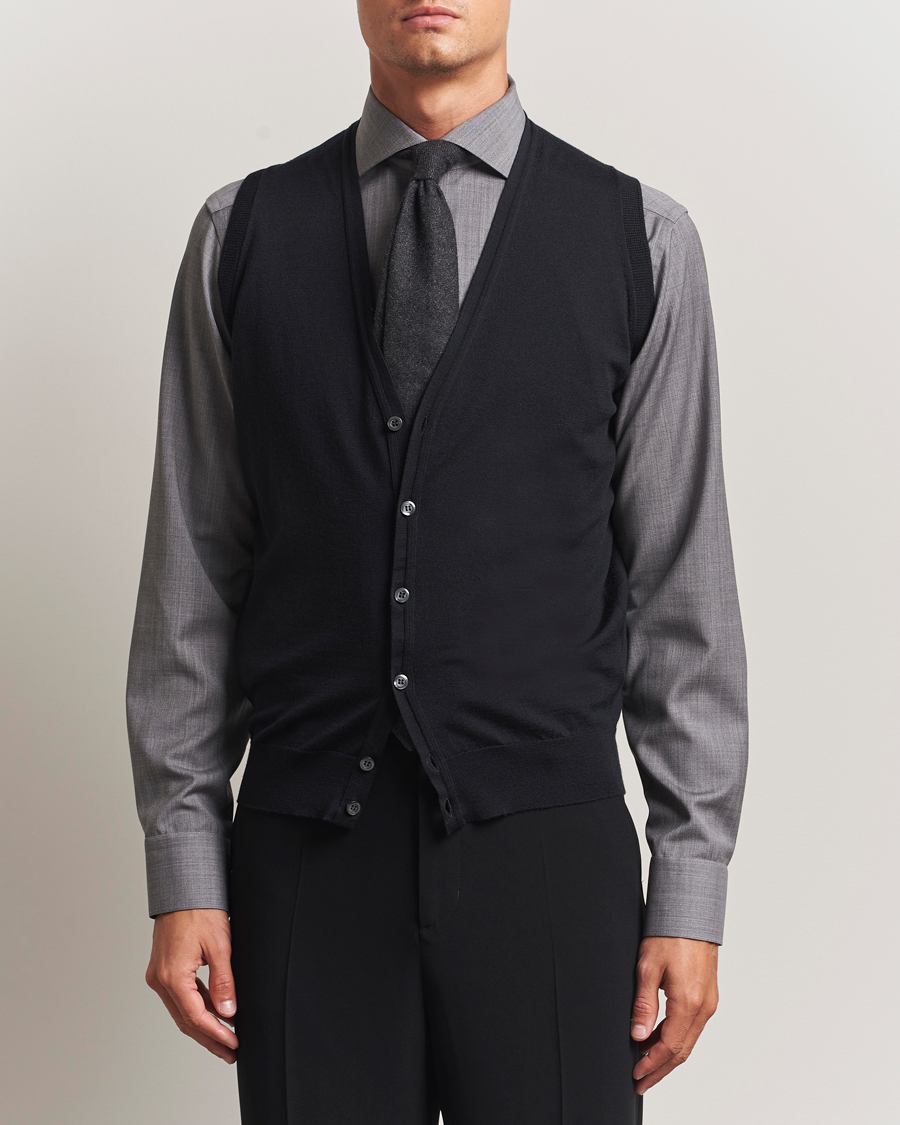 Hombres | Jerséis y prendas de punto | John Smedley | Huntswood Slim Fit Waistcoat Black