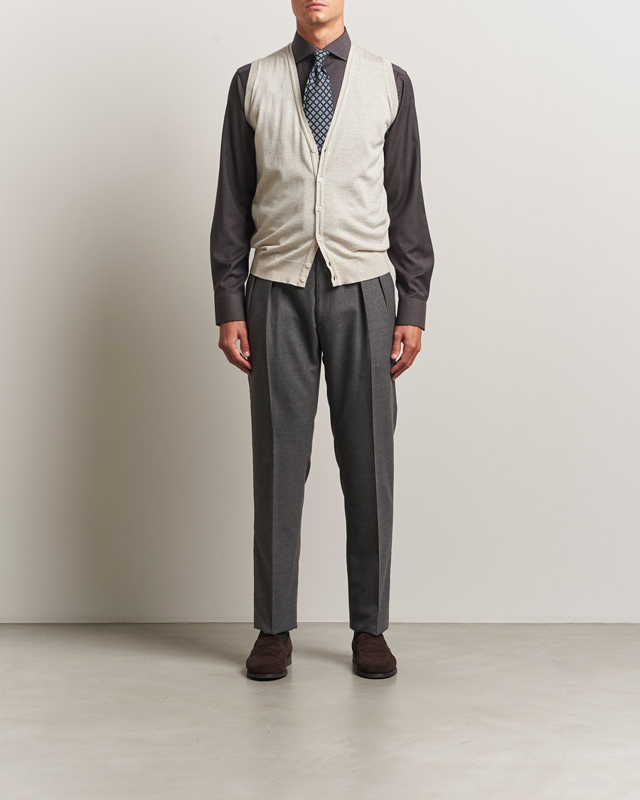 Hombres | Jerséis y prendas de punto | John Smedley | Huntswood Slim Fit Waistcoat Grey Fleece