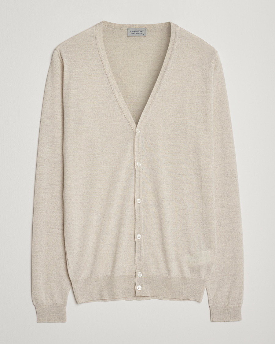 Hombres | Jerséis y prendas de punto | John Smedley | Petworth Extra Fine Merino Cardigan Grey Fleece