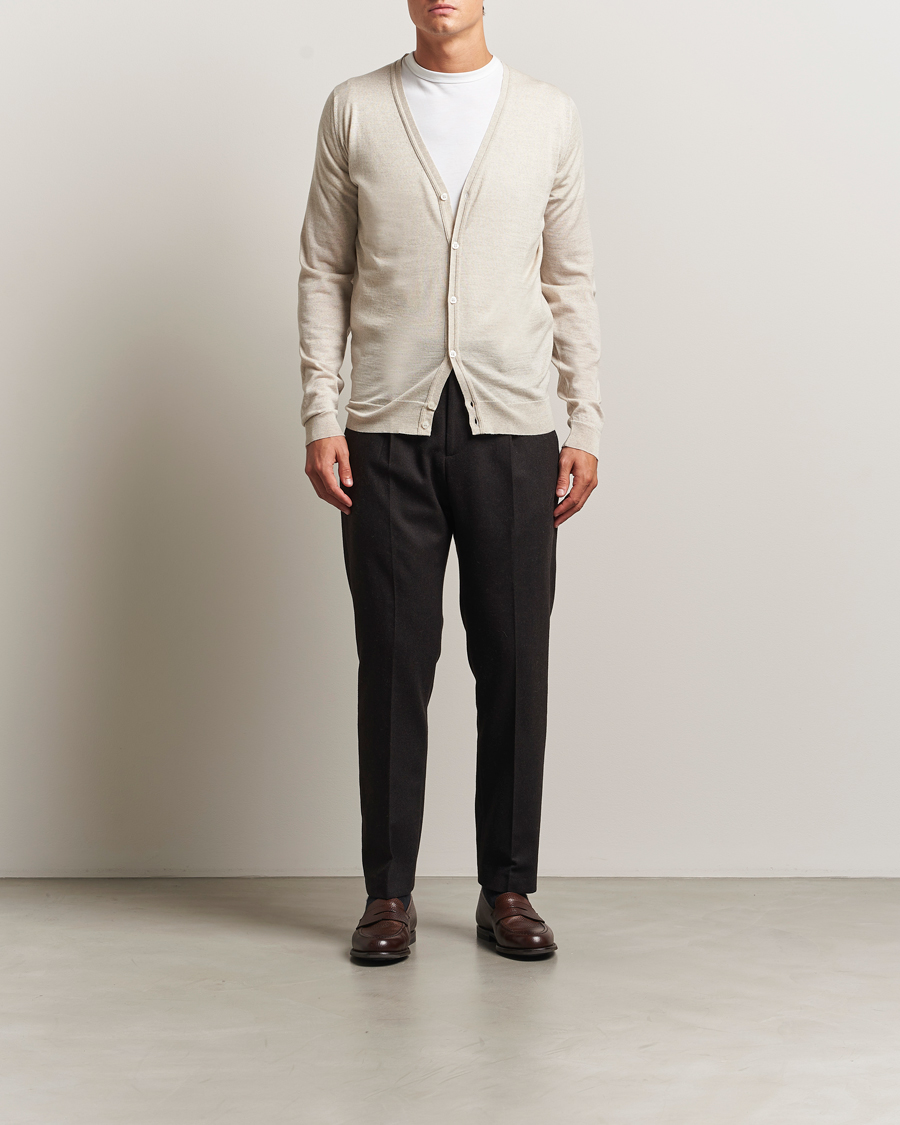 Hombres | Jerséis y prendas de punto | John Smedley | Petworth Extra Fine Merino Cardigan Grey Fleece