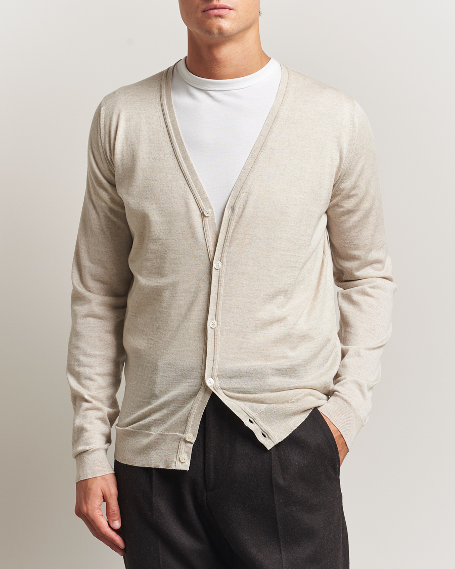 Hombres | Jerséis y prendas de punto | John Smedley | Petworth Extra Fine Merino Cardigan Grey Fleece