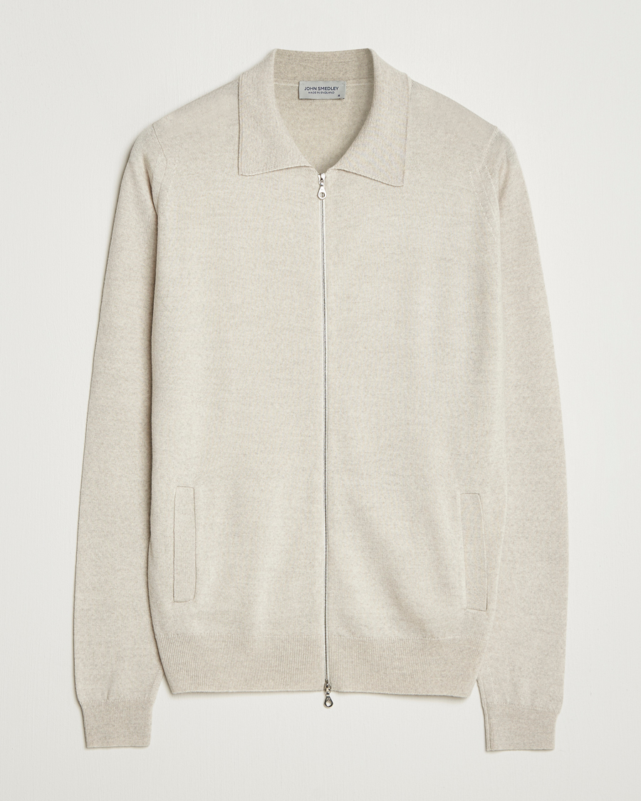 Hombres | Jerséis y prendas de punto | John Smedley | Alston Extra Fine Merino Full Zip Grey Fleece