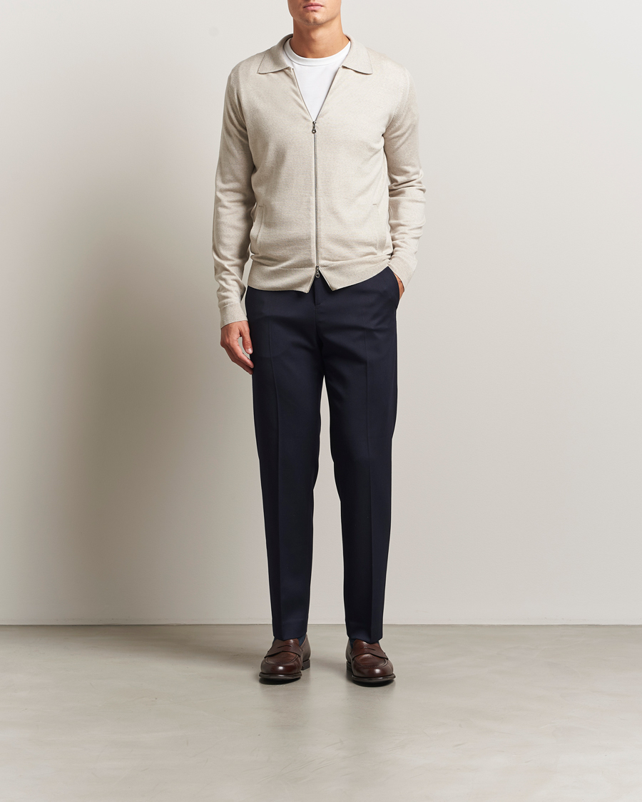 Hombres | Jerséis y prendas de punto | John Smedley | Alston Extra Fine Merino Full Zip Grey Fleece